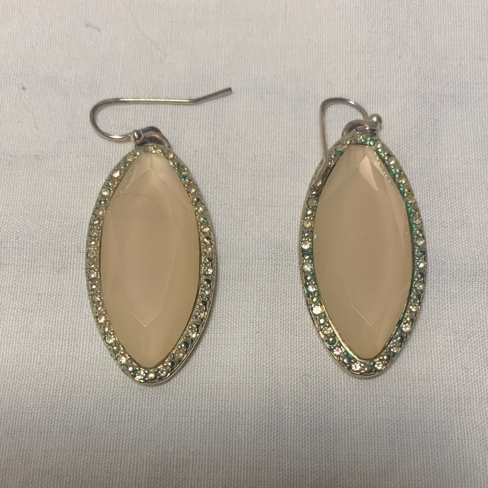 Lane Bryant Beige Marquise Drop Earrings with Crystal Halo